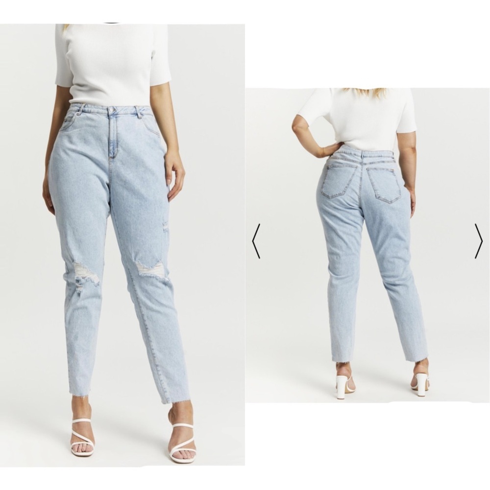 NWT Cotton On Curve Taylor Mom Jean in Roadnight blue ripped-Size USA 14